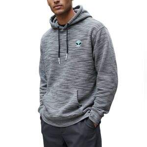 Dikotomy Fun Unisex Pullover Kitsch Hoodie with Embroidered Martian Alien, S